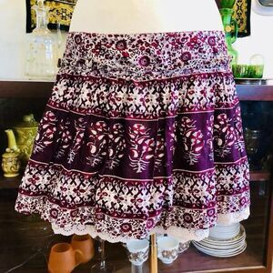 VOLUP! Early to mid-2000s/y2k ruffled-low rise Indian print cotton mini skirt